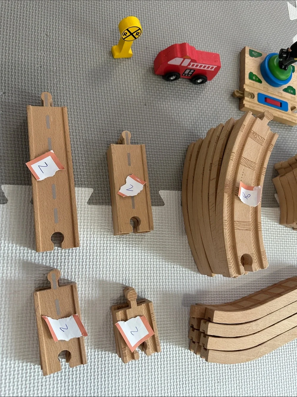 Wooden Train Track Set with Blue Bridge - Kids Toys